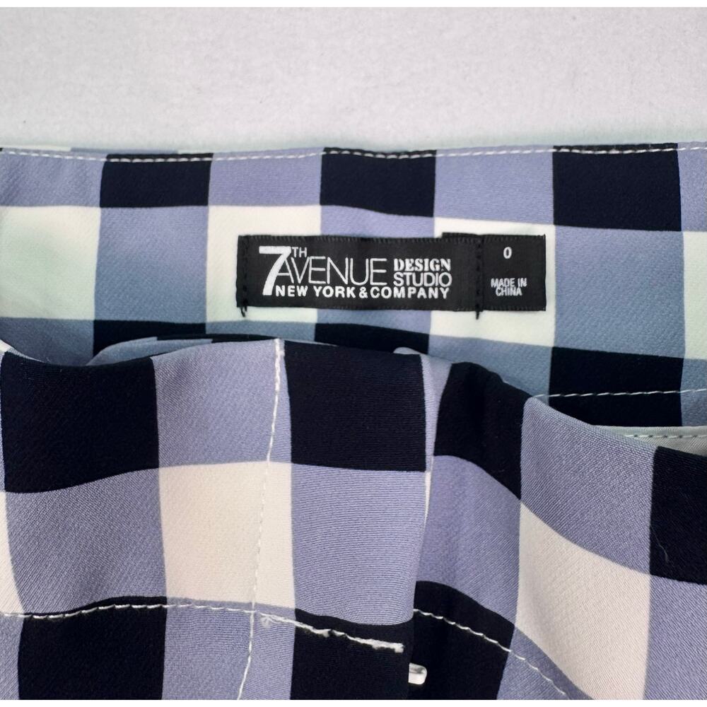 NWT New York&Company The Madie Crop Pant Blue Gingham Smoothing Wide Leg Size 0 - Picture 4 of 10